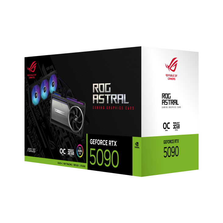 ASUS ROG Astral LC GeForce RTX 5090 OC Edition Graphics Card, 32GB GDDR7 512-Bit Memory, 2580 MHz Boost Clock, 21760 CUDA Cores, 28 Gbps Memory Speed, PCI Express 5.0 | 90YV0LW2-M0NA00