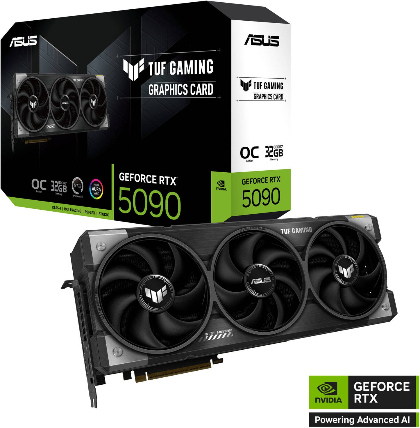 ASUS TUF Gaming GeForce RTX 5090 OC Edition Graphics Card, 32GB GDDR7 512-Bit Memory, 2550 MHz Boost Clock, 21760 CUDA Cores, PCI Express 5.0 | 90YV0LY0-M0NA00