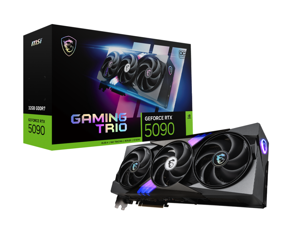 MSI GeForce RTX 5090 Gaming Trio OC Graphics Card, 32GB GDDR7 512-Bit Memory, 2482 MHz Boost Clock, 28 Gbps Memory Speed, 21760 CUDA Cores, PCI Express Gen 5 | 912-V530-024