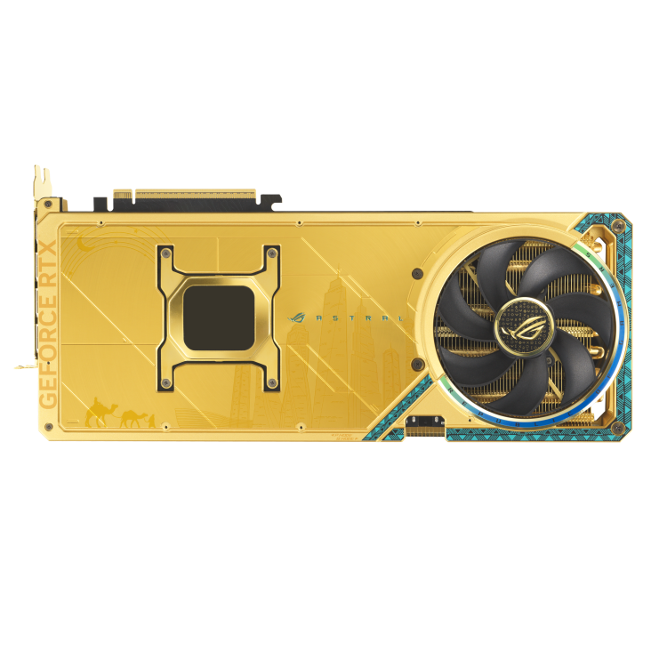 ASUS ROG Astral GeForce RTX 5090 Dhahab OC Edition Graphics Card, 32GB GDDR7 512-Bit Memory, 2580 MHz Boost Clock, 21760 CUDA Cores, 28 Gbps Memory Speed, Gold | 90YV0LW6-M0NM00