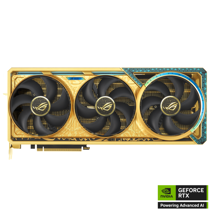 ASUS ROG Astral GeForce RTX 5090 Dhahab OC Edition Graphics Card, 32GB GDDR7 512-Bit Memory, 2580 MHz Boost Clock, 21760 CUDA Cores, 28 Gbps Memory Speed, Gold | 90YV0LW6-M0NM00