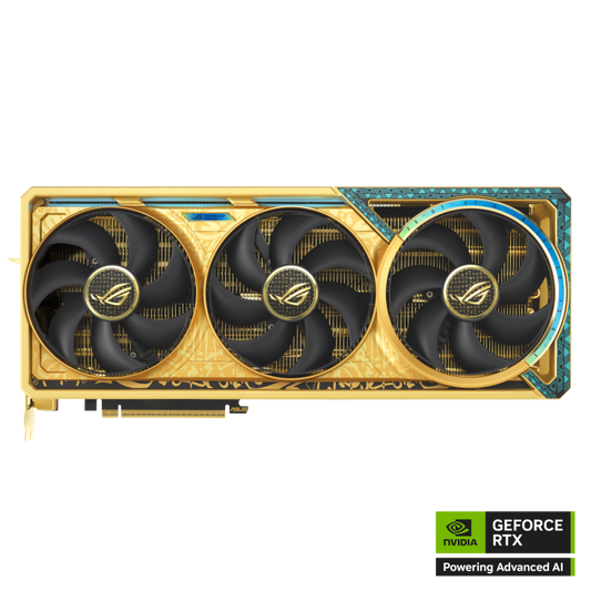 ASUS ROG Astral GeForce RTX 5090 Dhahab OC Edition Graphics Card, 32GB GDDR7 512-Bit Memory, 2580 MHz Boost Clock, 21760 CUDA Cores, 28 Gbps Memory Speed, Gold | 90YV0LW6-M0NM00